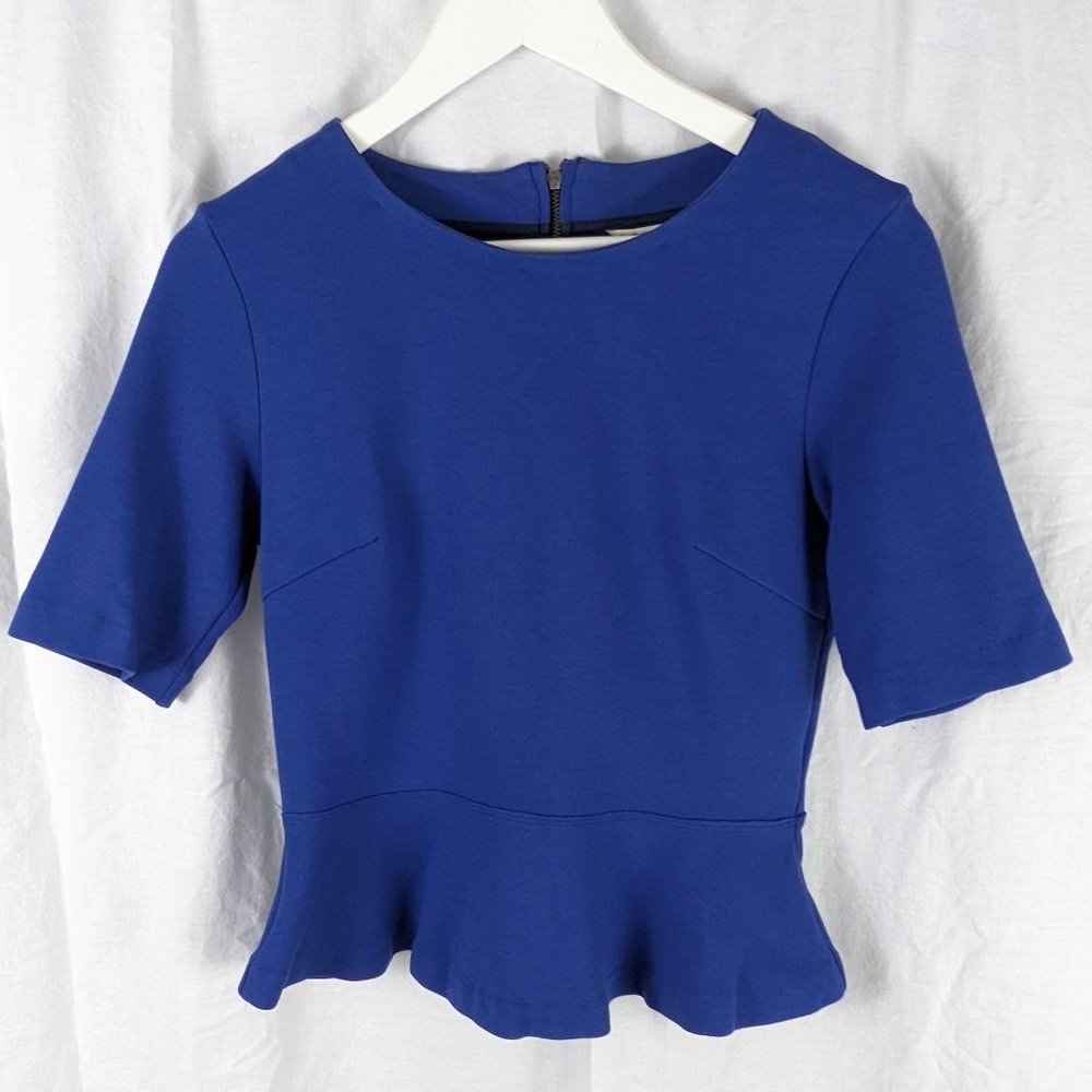 Club Monaco Royal Blue Peplum Top Sz 4 (Fits XS/S)